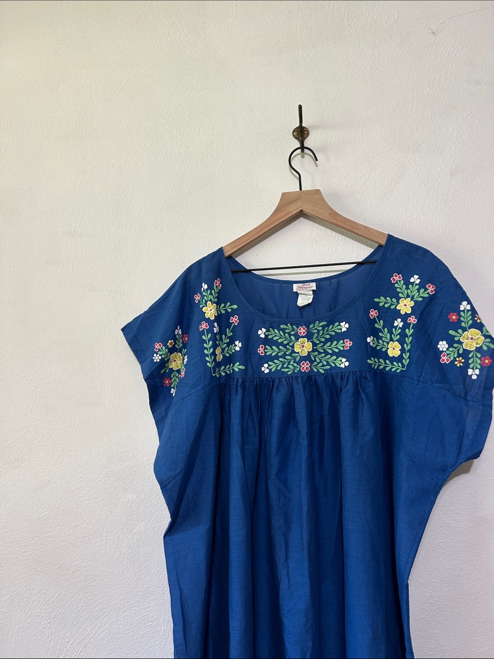 Vintage House Dress Mumu Cobalt Blue Floral